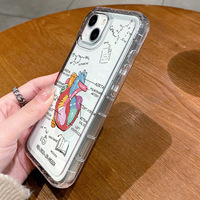 Coque de téléphone portable en TPU antichoc et anti-chute avec impression photo d'anatomie cardiaque pour iPhone 13 14 15 16 17 18 Pro Max