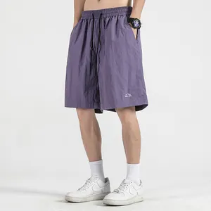 Wholesale French Terry Shorts For Men Elastic Waist Long Drawstring Garment Dye Cotton Shorts