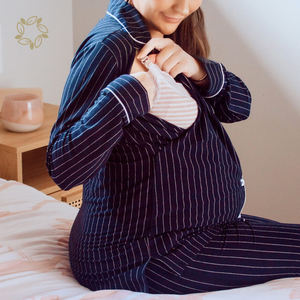 Vêtements de nuit de maternité ensemble de pyjama d'allaitement à manches longues en coton biologique cardigan d'allaitement haut et pantalon pyjama de maternité - Product Image 3