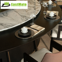 Ensemble de table et chaises de salle à manger carrées en marbre avec base en bois massif moderne pour 10 personnes, mobilier de restaurant de luxe pour hôtel, villa, salon