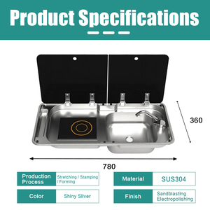 Fregadero y Cocina de Inducción Integrados JDA de Acero Inoxidable SS304 para Autocaravanas y Caravanas, Resistentes a la Corrosión y Fáciles de Instalar - Product Image 4