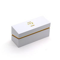 Boîte cadeau rigide en or blanc de luxe sur mesure avec fermeture magnétique et insert pour flacons de compléments alimentaires liquides