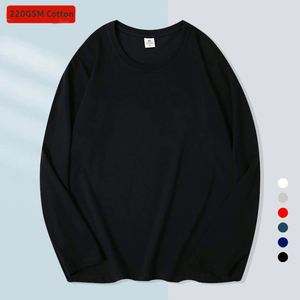 Wholesale 230GSM 100 Cotton <b>Men's</b> Plain Crew Neck Long Sleeve T <b>Shirt</b> Custom Logo Printed Unisex Drop Shoulder Oversized T-<b>Shirt</b> - Product Image 3