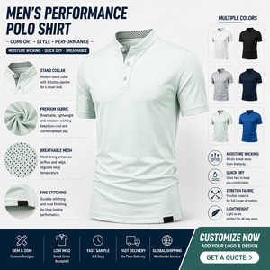 Luxury High Quality 4 Way <b>Stretch</b> Minimalist Soft Short Sleeve Premium Casual polo with logo blade collar golf shirts - Product Image 3