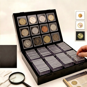 Boîte de présentation de pièces de monnaie haut de gamme à 100 emplacements pour pièces commémoratives de 40 mm, boîte de rangement transparente en <span class=keywords><strong>PC</strong></span>, organisateur de collection protecteur - Product Image 2