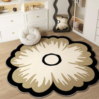 Tapis de salon - Style carré, motif plantes et fleurs, résistant aux taches, facile d'entretien, durable, en velours cristal, style Instagram