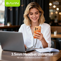 Kabel Audio BAVIN Mobile Phone Music Charging 2 in 1 AUX65 USB C Male ke 3.5mm Female Jack AUX