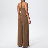 Ensemble de vêtements de sport nude pour femme, pantalon de yoga à jambes larges, couleur unie, ensemble de vêtements de sport, soutien-gorge push-up, leggings à manches longues, ensemble de 3 pièces