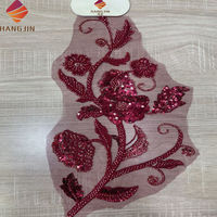 Applique en dentelle perlée pour robe de mariée, patchs brodés à sequins, embellissement, artisanat DIY, applique florale 3D (paire)