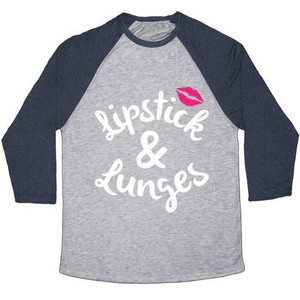 T-shirt de baseball unisexe en tissu tri-mélange Lipstick and Lunges - Product Image 3