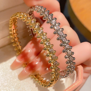 Heart Shape Zircon <b>Bracelet</b> Gold And White <b>Copper</b> Bezel Setting For Gift Spring 2025 Yiwu Origin - Product Image 4