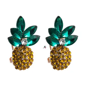 2022 fashion jewelry crystal pineapple fruits & ananas design in ear rings and charming jewelry crystal earrings