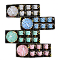 Offre Spéciale : Service de Table en Céramique – Ensemble Tasses et Soucoupes Style Européen, Finition Électroplaquée, Motif Marbre, Assiettes Compatibles Micro-ondes