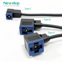 Connecteur de solénoïde pré-moulé Newstep DT06-2S-06 DIN 43650A PUR/PVC 2M IP67 étanche, fiche femelle en cuivre plaqué or