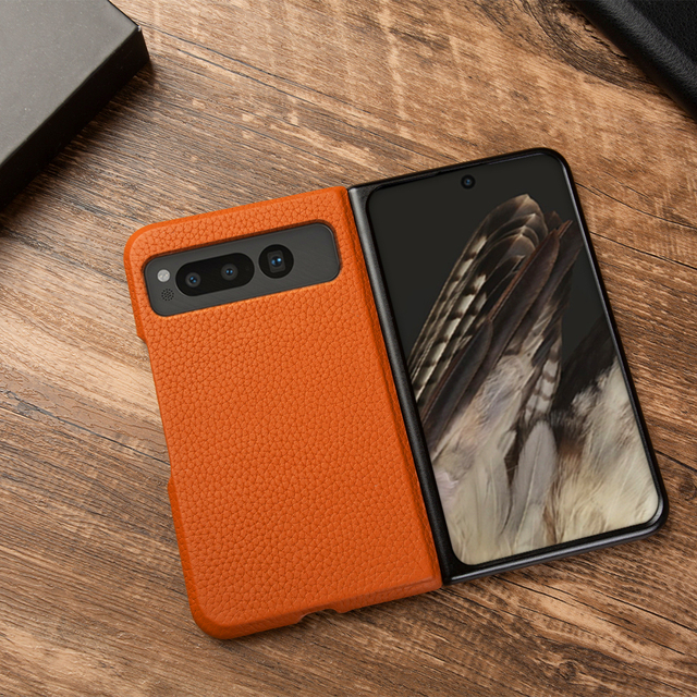 Genuine Leather Case for google Pixel Fold Folding Mobile Case Back Cover