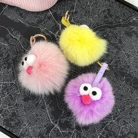 Pendentif boule lumineuse douce et tendance fait main, figurine de renard en fourrure, décoration de sac, porte-clés de voiture pour femme