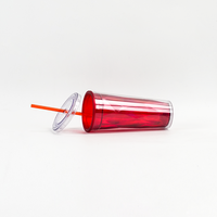Gobelets isothermes transparents JWAY en plastique sans BPA de 20 oz, à double paroi, avec paille et couvercle, pour boissons froides, vente en gros