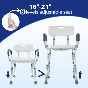 רפואי מקלחת כיסא אמבטיה מושב עם זרועות מרופדות, נשלף חזרה ורגליים מתכוונן, אמבטיה בטיחות ותמיכה - Product Image 5