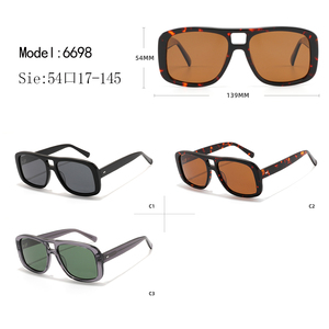 High Quality Vintage Trendy Fashionable Premium Light Weight UV400 Polarized <b>Sunglasses</b> <b>Square</b> Acetate <b>Frame</b> White Clear Green - Product Image 2