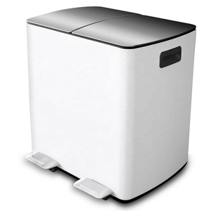 2 Compartment Indoor Household Kitchen Pedal Recycle Trash Bin Steel Recycle Waste Bin
