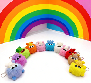Set <span class=keywords><strong>de</strong></span> Llaveros <span class=keywords><strong>de</strong></span> <span class=keywords><strong>Peluche</strong></span> <span class=keywords><strong>de</strong></span> Monstruos Peludos Arcoíris |   Amuletos Kawaii para Bolsos con Ojos Grandes |   Ideal para Niños y Recuerdos <span class=keywords><strong>de</strong></span> Fiesta - Product Image 1