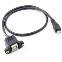 Kabel Konektor Micro USB 5pin Micro USB 2.0 Male ke USB 2.0 Tipe B Female 30cm 50cm Dengan Lubang Pemasangan Panel