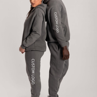 Survêtement surdimensionné pour hommes en vrac couleur unie vierge personnalisé propre logo 100% coton Baggy 2 pièces ensembles de survêtements unisexes