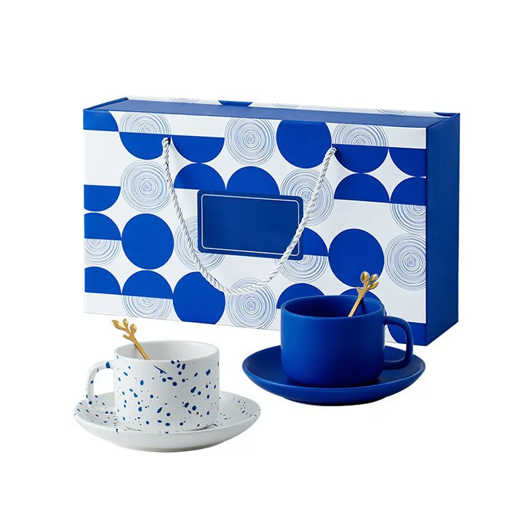 Werbe geschenk für Unternehmen Keramik Kaffeetasse Untertasse Metall löffel EVA Foam Custom ized Pattern Color Logo