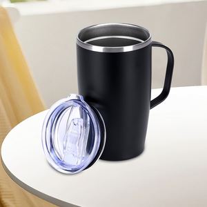Gobelet isotherme en acier inoxydable de 20 oz avec poignée, tasse de voyage sous vide, tasse à café anti-fuite pour le bureau et l'extérieur - Product Image 1