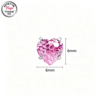 Freya ASTM-F136 Titane de qualité implantable, styles variés, CZ rose, clou d'oreille à dos plat fileté intérieurement pour cartilage, hélix, tragus