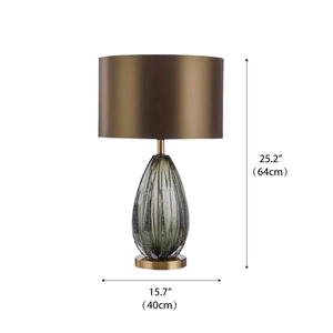 Đèn bàn hiện đại sang trọng kiểu chuyển tiếp, chất liệu thủy tinh có vân, chụp đèn hình giọt nước bằng vải, màu đồng kim loại, độc đáo, đèn bàn OUFULA - Product Image 5