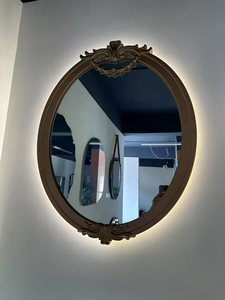 <span class=keywords><strong>Miroir</strong></span> de salle de bain à LED avec cadre en bois à motif de fleurs de prunier, style rétro français, nouveau design chinois, à suspendre au mur - Product Image 2