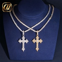 Bijoux Hip Hop CHOYUE, Or véritable 10K 14K, Diamant de laboratoire, Pendentif croix Hip Hop Iced Out
