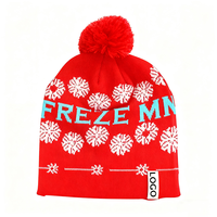 Personnalisé Propre Marque Logo Équipe Club Jacquard Pom Pom Bonnets Chapeau De Hockey En Plein Air Football Tricoté Chapeau D'hiver