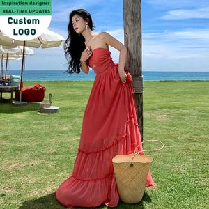 ชุดเดรสยาวสไตล์แฟชั่นสำหรับวันหยุดริมทะเล เหมาะสำหรับผู้หญิง ดีไซน์เซ็กซี่ ปี 2025 - Product Image 4