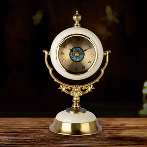 European Style Desktop <b>Clock</b> Blue Circular Quartz <b>Table</b> <b>Clock</b> Living Room Decor Silent Ornament - Product Image 3