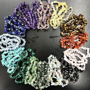 3 Pcs Per Set Healing Crystal Chip Bracelets Multi Colors Gemstone Chip Bracelets Bracelets Wholesale