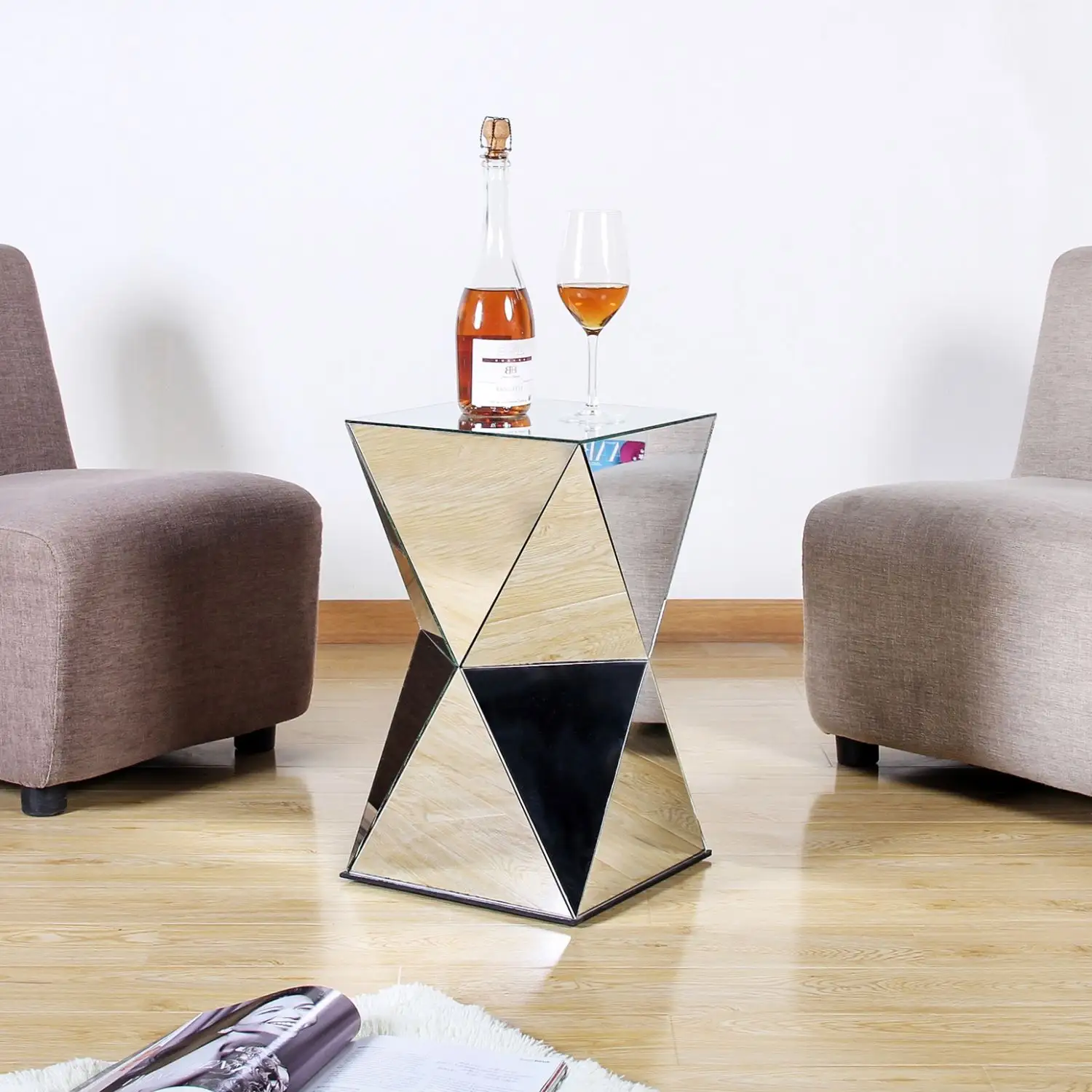 31x53cm glass mirrored furniture smart coffee tea table decorative glass flower standing side table end tea corner design