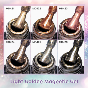 เจลทาเล็บแม่เหล็ก MSRUIOO 8 มล. แบบลอกออกได้ด้วยแสง UV/LED สีทองอ่อน แม่เหล็กแคทอาย ติดทนนาน - Product Image 5