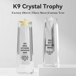 Trophée étoile en cristal K9 personnalisé, <span class=keywords><strong>plaque</strong></span> pilière inclinée gravée sur mesure pour la reconnaissance des champions des ventes et l'excellence corporative - Product Image 2