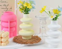 Nouveau moule en silicone pour pot de fleurs en béton nordique de petite taille unique et moderne à 3 cercles, adapté pour le vase en ciment, moule en résine