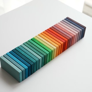 Juguetes de apilamiento de madera, cubos de dominó de arcoíris, madera de cal, clasificación de Color manchado hecho a mano para niños, juego creativo - Product Image 1