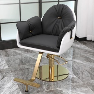 Sillón de Barbería Moderno con Asiento de Cuero Sintético, Base de Acero Inoxidable, Bomba Hidráulica y Altura Ajustable, Mueble de Salón - Product Image 5