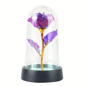 Cubierta de plástico y vidrio con lámina dorada, LED luminoso, flor eterna brillante, juguete, regalo de San Valentín, decoración creativa - Product Image 6