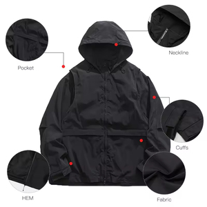 Abrigo con Capucha Ligero y Cortavientos para Hombre, Cierre Completo, Corte Holgado, Informal, para Caminar, Personalizable ODM - Product Image 2