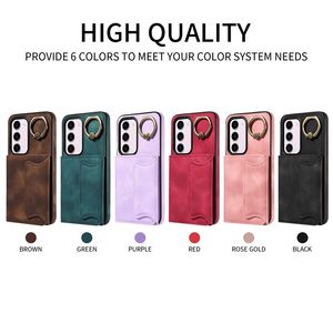 Funda Retro con Ranuras para Tarjetas y Anillo de Soporte para Samsung Galaxy S24 Plus Ultra A05 A05S A15 A25 A35 A55 5G, Cubierta Trasera de Cuero - Product Image 2