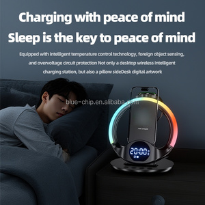 Station de charge sans fil multifonction pliable <span class=keywords><strong>7</strong></span> en 1, 15W, réveil, chargeur sans fil pour Samsung, <span class=keywords><strong>iPhone</strong></span>, téléphone, montre - Product Image 2