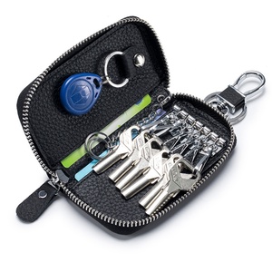 Wholesale Fashionable Car Key Bag Zipper Soft PU and Genuine Leather Key Case for Male Female Mini Key Wallet for Key Holder - Product Image 5