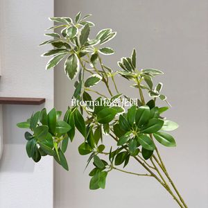 Plante artificielle Schefflera Secret Garden 80cm en PVC, feuilles vertes et blanches, décoration intérieure et extérieure - Product Image 2