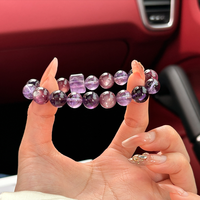 Pulsera de Amatista y Lepidolita en Cubos Naturales - Joyería de Energía Fuego Púrpura Periodo 9, Regalo Noble que Realza la Piel para Ella, FJYA